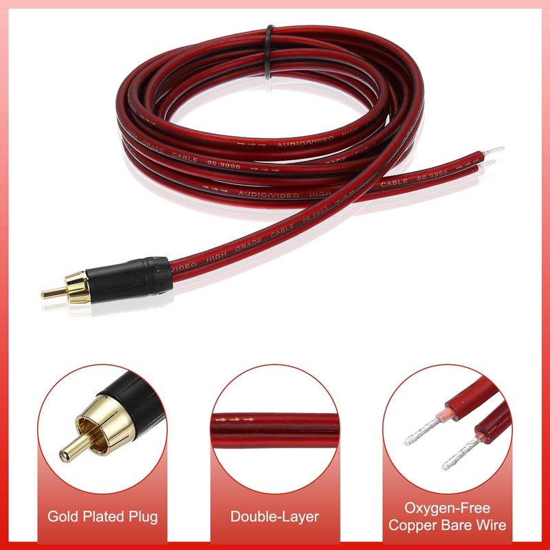 MECCANIXITY RCA to Bare Wire Open End Audio Cable, 6.6ft