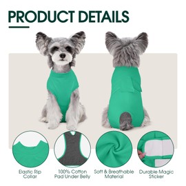 Kuoser Dog Surgery Suit Female Spay, Dog Recovery Suit Male Neuter, Dog Clothes Onesie for Surgery Anti Licking Abdominal Wounds Pet Puppy Surgical Recovery Bodysuit Shirt, Substitute E-Collar & Cone
