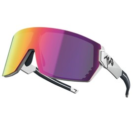 720armour Mercury Sports Sunglasses – UV400 Protection, Matte Silver Frame with Red Lens, for Running, Cycling, Baseball & Golf