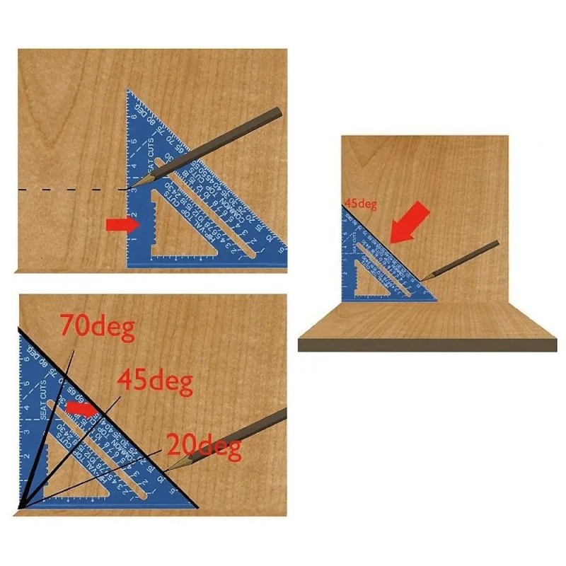 7-Inch Aluminum Speed Square with Imperial Markings for Woodworking Layout