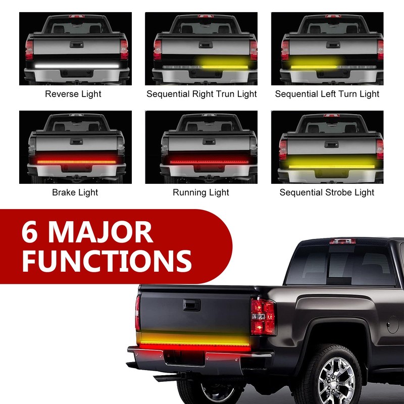 dawfall Car Tailgate Light Bar, 59" Three Row Waterproof and