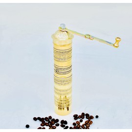 Tarihi Değirmenci Sözen 9" Brass Coffee Mill Grinder Manual Handmade Engraved Hammered Portable