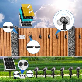 MEIHUA Solar Spot Lights Outdoor, 6 in 1 Solar Landscape Spotlights 2700K Warm White, 3 Lighting Modes & 3 Brightness, IP66 Waterproof Spotlights Outdoor Garden for Pathway Driveway Yard Tree