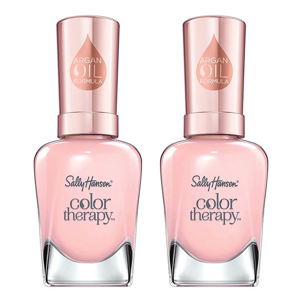 Sally Hansen Color Therapy Nail Polish, Rosy Quartz 0.5 Ounce Long-lasting Nail Polish With Gel Shine and Nourishing Care, Pack of 2