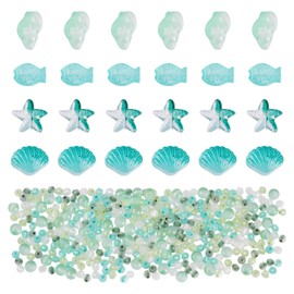 FASHEWELRY 1 Box Crystal Ocean Glass Beads Sea Animal Fish Shell Conch Beach Beads Turquoise Bohemia Seed Bead Bulk for DIY Bracelets Necklace Jewelry Making Beading Kits Supplies