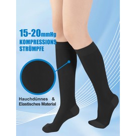 Evolyline Compression Stockings Women Men 18-22 mmHg Class 1, Calf Support Stockings, Compression Socks, Thrombosis Stockings, Graduated Support, Edema, Closed toe black, L