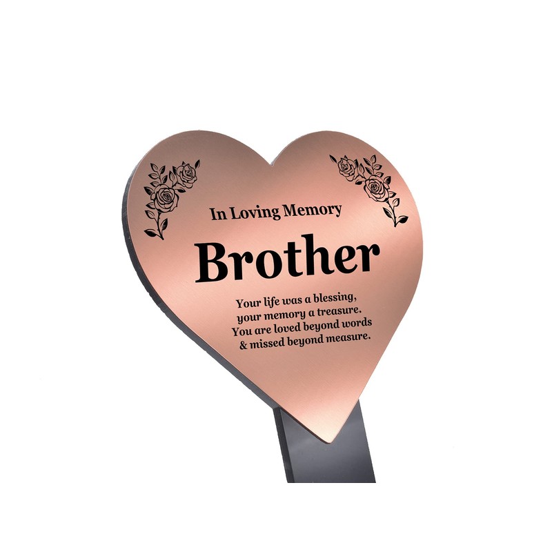 OriginDesigned Brother Heart Shaped Engraved Memorial Plaque Stake - Copper