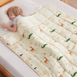 anfie Weighted Blanket Kids (36"x48" 5lbs) Weighted Blanket Cooling Blanket for Sleeping,Throw Size Breathable Blanket with Premium Glass Bead(Beige Animal)