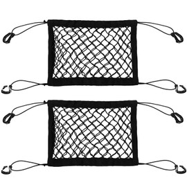 Ulifebetter 2PCS Motorcycle Cargo Nets, 11.2 * 9.8in Black High Elastic Double Layer Motorcycle Net Luggage Strap Rack Expansion Organizer Net Pocket for Motor Bike Trike Cycle