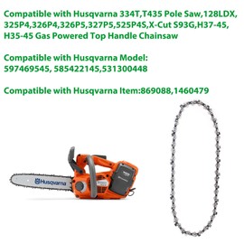 Thten 45 Link Chainsaw Chain Compatible with Husqvarna 12 inch 334T,T435 Pole Saw,128LDX,325P4,326P4,326P5,327P5,525P4S,X-Cut S93G,H37-45,H35-45 Gas Powered Handle Chainsaw 3/8 LP Pitch .050" Gauge