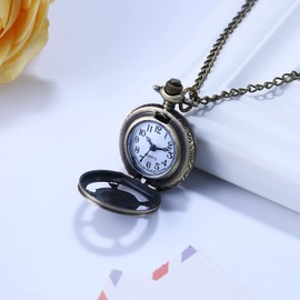 JewelryWe Pocket Watch Men Women Vintage: Retro Analogue Quartz Chain Watch Neck Watch with Necklace Chain Pocket Watch Bronze Unisex Gift, Bronze-One Piece Anime #3, Elegant and vintage