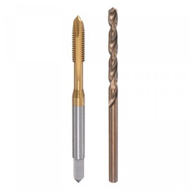 sourcing map M4 x 0.7 Spiral Point Thread Tap and 3.3mm Drill Bit Set, Metric Titanium Plated Cobalt High Speed Steel Machine Screw Thread Tap Threading Tool