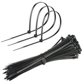 Teemyaa 100pcs Cable Zip Ties Medium Duty 200mmx3.5mm, Premium Plastic Wire Ties with 15Kgs Tensile Strength, Self-Locking Black Nylon Tie Wraps for Indoor and Outdoor