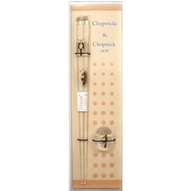 Aoba 550099 Animal Land Sea Otter Chopsticks Rest and Chopsticks Set, 9.1 inches (23 cm), Made in Japan