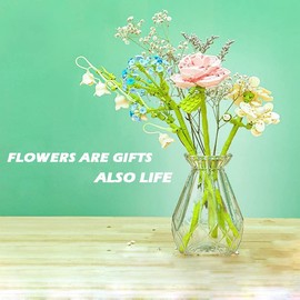 WEAREWE Flower Bouquet Building Blocks Kits Rose Red JK2631, Artificial Flowers Building Project to Release Stress and Focus The Mind, for Birthday Gifts to Adults/Teens(50-100+ Pieces)