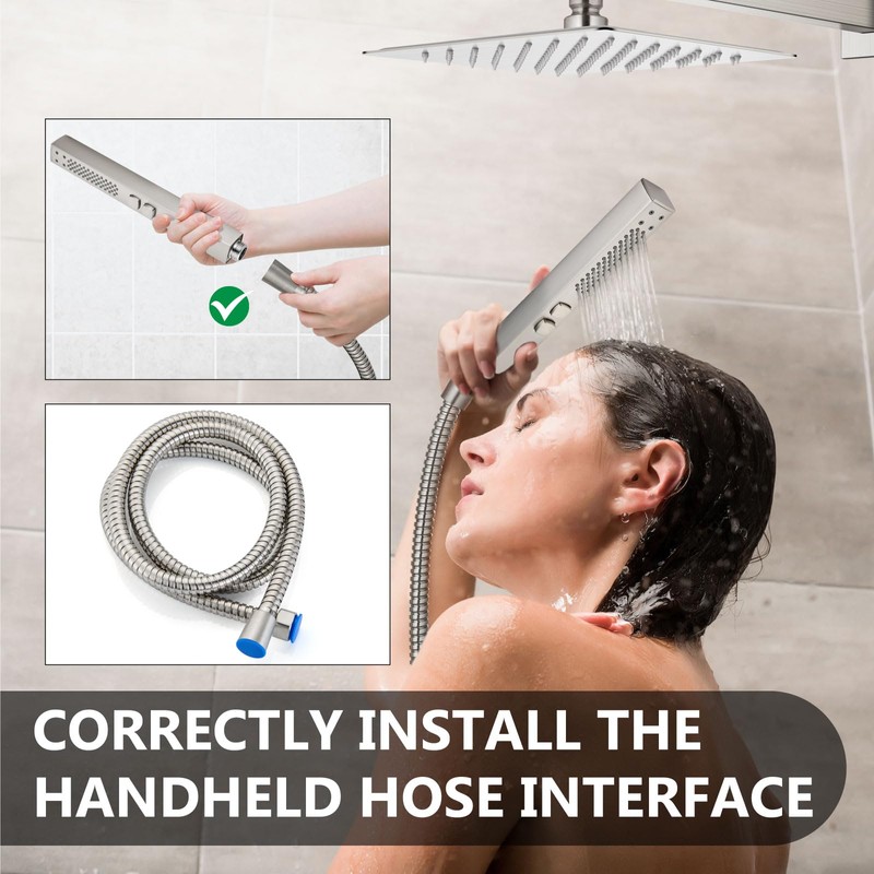 GBBNE Shower Faucet Set Rainfall Shower System with Square Showerhead