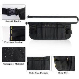 Klmnop Waist Tool Apron, Multi-Pocket Window Tint Tool Belt Bag with Adjustable Belt for Window Tint Tools Gardening Tools Car Wrapping(Black)