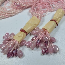 Strand EsMor 44" Pink Seed Bead Lariat Necklace Multi-Strand Glass Beads India