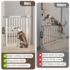 Amibud 41'' Extra Tall Baby Gate for Large Dogs Pets Indoor No Jumping Over, 30-32.6'' Wide Heavy Duty Puppy Gate for Doorways, Pressure Mounted Metal Gate for Child Toddler No Tools Needed(White)