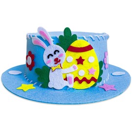 Easter Bonnet Decorations Kit,Make Your Own Easter Bonnet,Easter Bonnet Hat Making Kit, Easter Party Favors DIY Easter Crafts Handmade Pink Hat Kit for Easter Craft Supplies Blue