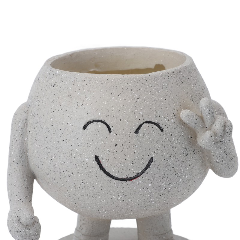 Flower Pot Cute Smile Standing Succulent Flowerpot Fadeless Resin Plant