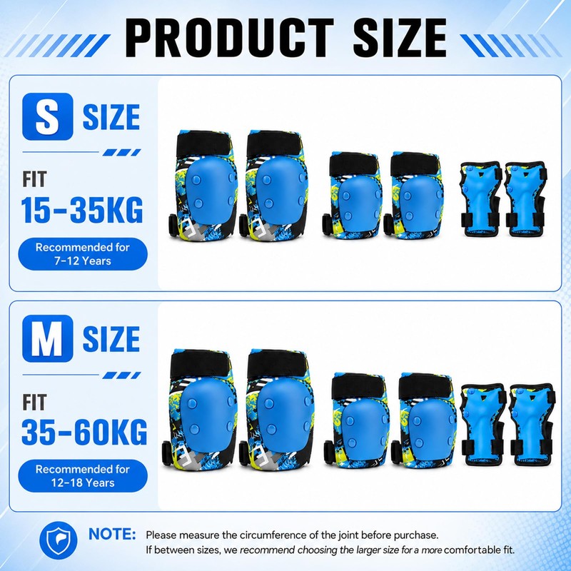 Lafefe Kids Protective Gear Set 6 in 1, Knee Pads