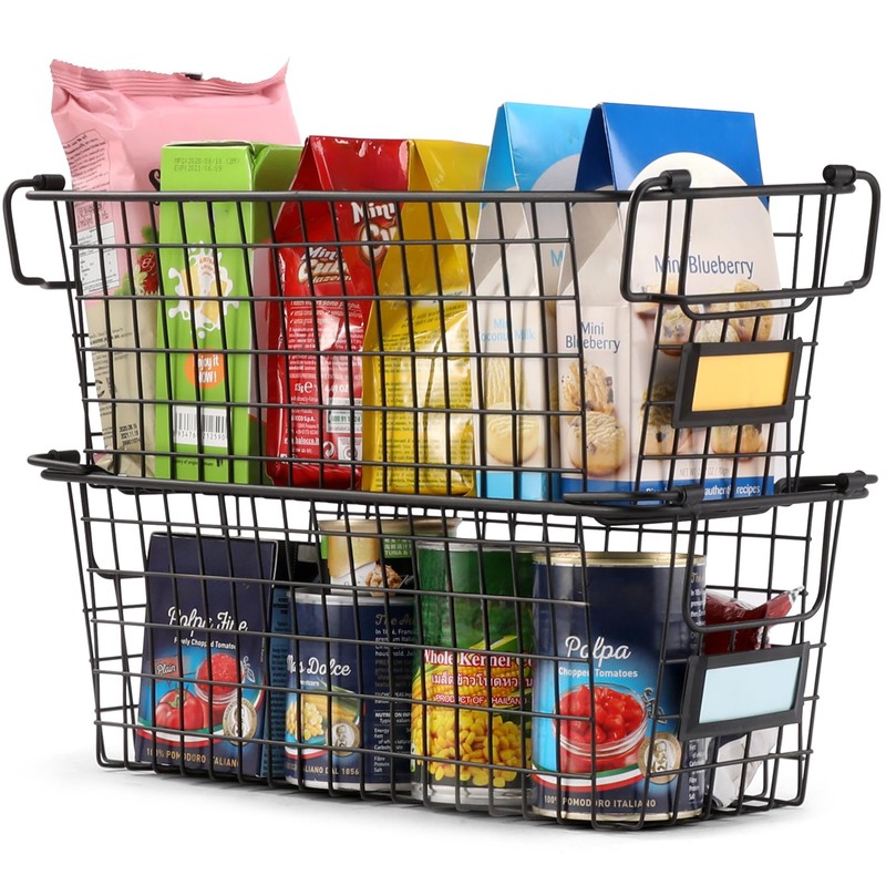 4 Pack [ XL Large ] STACKABLE Wire Baskets for