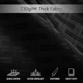 PANGSINNE Black Fabric Shower Curtain for Bathroom Stall, 60 inche Shower Curtain, Machine Washable Waterproof 230GSM Heavy Duty Weighted Bath Curtain Set with 10 Metal Hooks, 60Wx72H