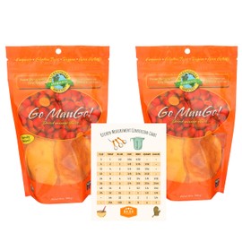 Organic Dried Mango Slices 12oz Two Pack with Measurement Conversion Refrigerator Magnet - Non-GMO, Vegan, Gluten-Free, All Natural Family Size Dried Fruit Snacks with No Added Sugar, Dehydrated Mangos for Organic Fruit Snacking with Dried Mangoes.