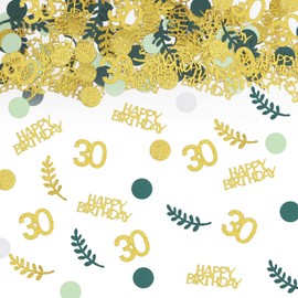 Gold and Green Confetti Birthday Decoration 04