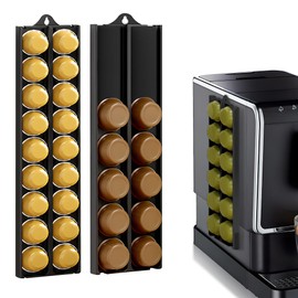 Neepanda Coffee Pods Holder Compatible for 24 Nespresso Vertuo Pods, Adjustable Capsule Organizer & Storage for 37-58mm/1.46-2.28inch K-Cups Pods, Ideal Coffee Bar Accessory (Black, 2 Pack)
