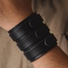 Mens Leather Wide Band Handmade Triple Strap Cuff Medieval Wrap