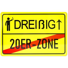 luckaide Dreißig 20er Zone- Schild, 30 x 20 cm 30 Geburtstag deko, 30 Geburtstagsdeko Männer Frauen, Geschenk zum 30 Geburtstag Geschenkidee Geburtstagsdeko Partydeko Geburtstagskarte
