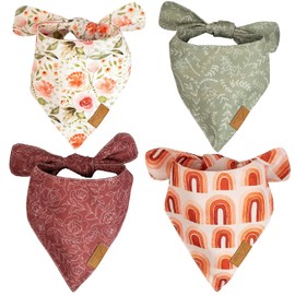 Remy+Roo Bandanas para perros – Paquete de 4 | Rubi | Tela duradera de alta calidad | Forma única | Ajuste ajustable | Múltiples tamaños ofrecidos (XL)