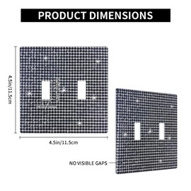 Black Shiny Rhinestones Wall Plates Bling 2 Gang Toggle Glitter Light Switch Cover Sparkly Electric Receptacle for Women Girls Bedroom Bathroom Kitchen Home Decor