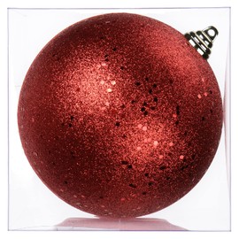 Briful 18CM Large Christmas Baubles, 7.1" Xmas Tree Decorations Red Christmas Bauble Decorations Glitter Hanging Ornaments for Home Festival Decor
