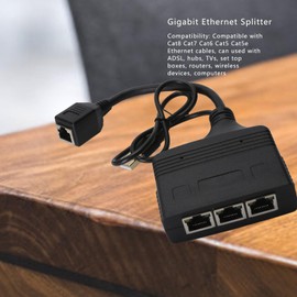 Gigabit RJ45 Ethernet Splitter, 1 to 3 Output Ports, 1000Mbps Speed, Thin and PCB Board, Compatible with Cat8 Cat7 Cat6 RJ45 Network Cables for ADSL Routers