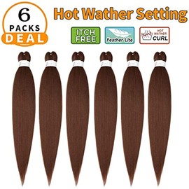 DT CHERYL Pre Stretched Braiding Hair, Braided Hair extension 26 inches Synthetic EZ Braid Hot Water Styling Braid Yaki Texture Pre-stretched Hair for Braiding Braids （30#）