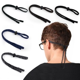 MEGAVOW Pack of 5 Glasses Strap, Adjustable Glasses Chain, Sports Glasses Strap for Men and Women, Non-Slip Glasses Cord, Sports Glasses Cord, Black & Brown Black & Blue Black & Green Black & Black