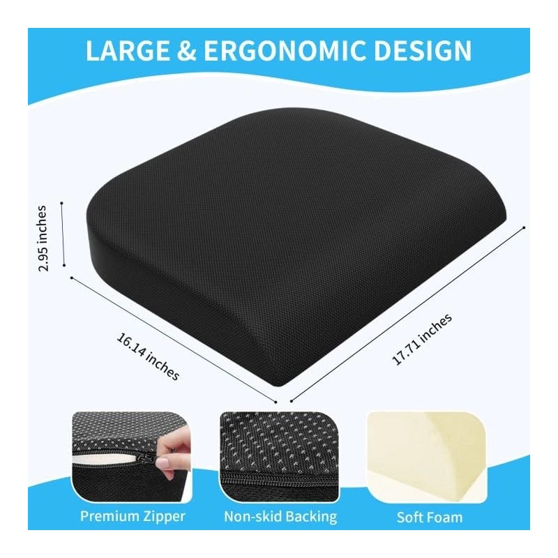 TranquilRelax Large Seat Cushion, Soft Foam Cushion for Long Sitting