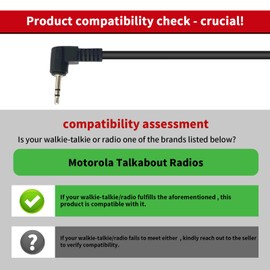 1-Pin 2.5mm Shoulder Speaker Mic Compatible with Motorola Talkabout Two-Way Radios T/MD/MH Series MD200TPR MH230R T600 T200, Handheld Microphone with PTT (Black)