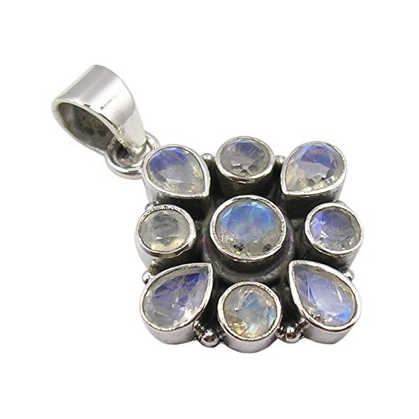 SilverStarJewel - Colgante de piedra lunar (plata 925, 4 x