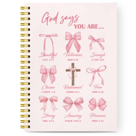 VONTP Christian Prayer Journal for Woman, Pink Hardcover Spiral Notebook 5.5x8.3in A5, Girls Bible Journal, Preppy Girl Pink Birthday Gift Journal