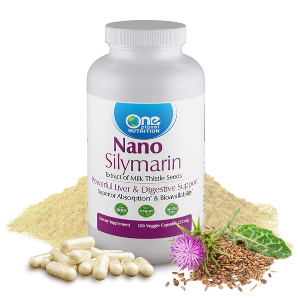 One Planet Nutrition Nano Silymarin Supplements- Milk Thistle Seeds Extract for Liver, Silymarin Extract for Absorption & Bioavailability, 120 Veggie Capsules, 250 mg
