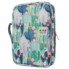 YOUSHARES Colored Pencil Case 166 Slots Pen Case Organizer With Handy Wrap & Zipper, Multilayer Holder for Prismacolor Colored Pencils & Gel Pen (Cactus)