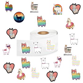 Alpaca Stickers (500 pcs), 10 Graphic Animal Cartoon Decal Rolls Self Adhesive Seals for Kids Girls Boys Teen Birthday Party Decorations Water Bottle Laptop Scrapbook Cards Envelopes
