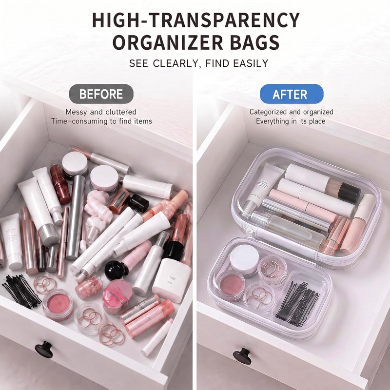 Clear Hard Shell Zipper Case,Diaper Bag Organizer Pouches Set