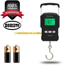 WeiHeng Digital Fish Scale Hanging Scale w/ Built-in Measuring Tape Backlit LCD Display