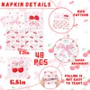 48Pcs Pink Bow Cherry Napkins,Coquette Disposable Paper Napkins for Birthday