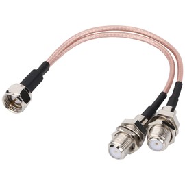 BLTIATLE F-Type Splitter Cable 6 Inch F Male to F Dual Female Coax Splitter Cable V-Type F Type TV Splitter Cable Satellite 50ohm Coaxial Cable Splitter 15cm